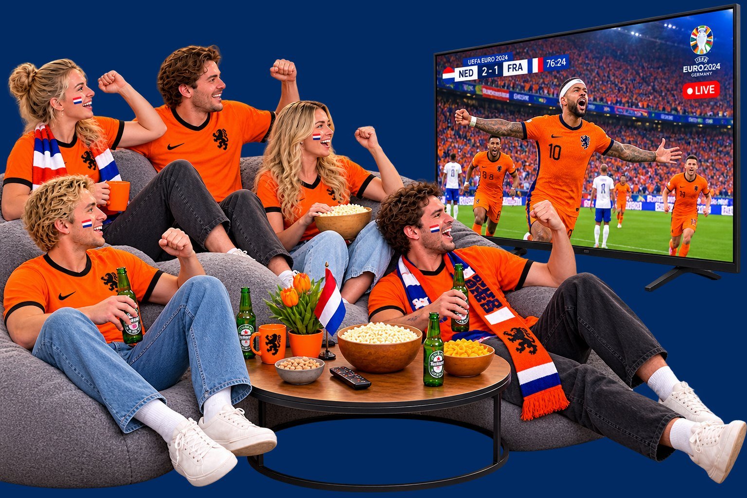 Nederlandse fans kijken live naar het voetbal via IPTV Nederland Plus